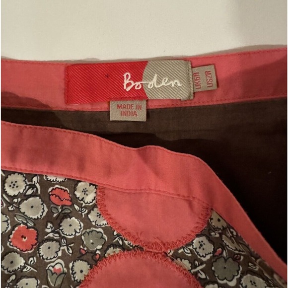 Boden Womens US 2 Cotton Skirt Pink Brown Pattern A-line Polka Dot Spring Cotton - Picture 7 of 9